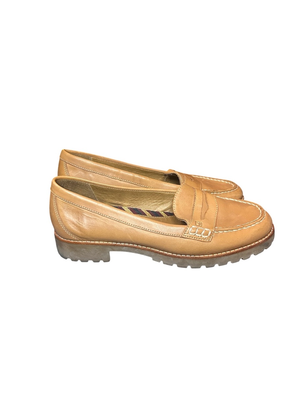 Sperry Top-Sider Brown Leather Penny Loafers Women’s Size 8M Lug Sole